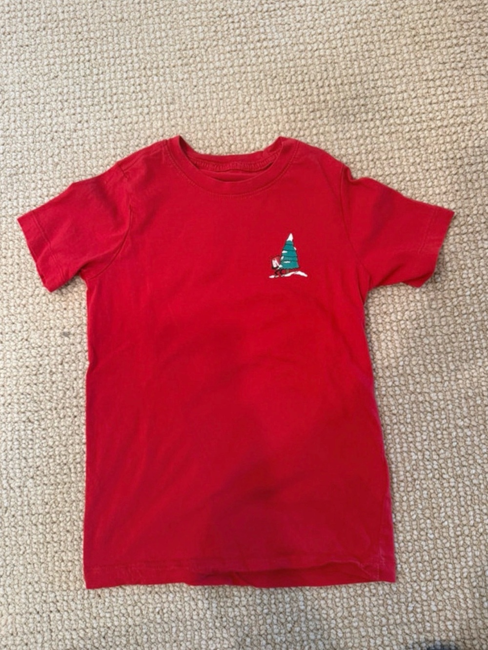 Nike Red Short-Sleeve Tee with Small Tree Graphic